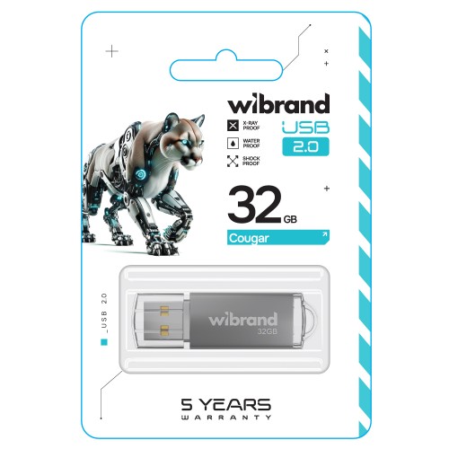 Флеш-накопитель Wibrand USB 2.0 Cougar 32Gb Silver