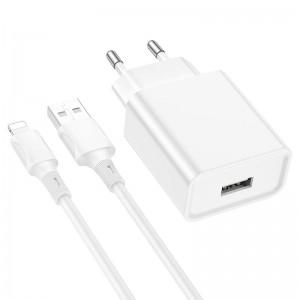 Мережевий зарядний пристрій BOROFONE BA74A Aspirer single port charger set(iP) White