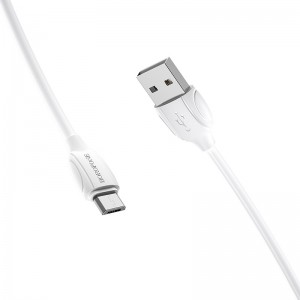 Кабель BOROFONE BX19 USB - Micro 2.4A, 1 м, ПВХ, коннекторы TPE, белый