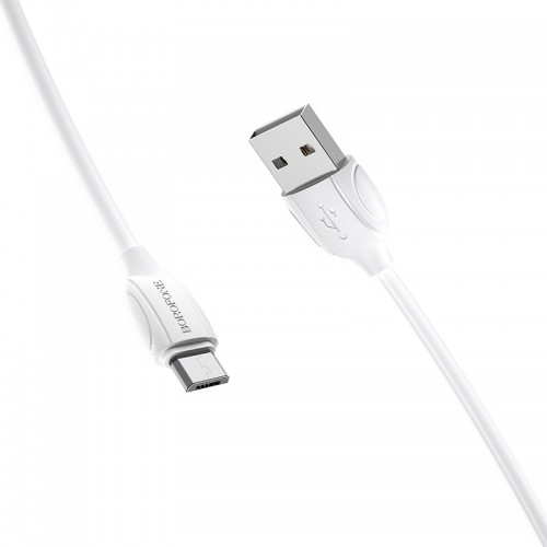 Кабель BOROFONE BX19 USB - Micro 2.4A, 1 м, ПВХ, коннекторы TPE, белый