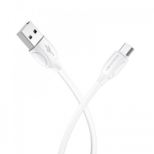 Кабель BOROFONE BX19 USB - Micro 2.4A, 1 м, ПВХ, коннекторы TPE, белый