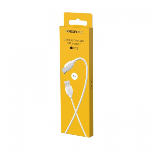 Кабель BOROFONE BX19 USB — Type-C 3A, 1 м, PVC, разъёмы TPE, белый