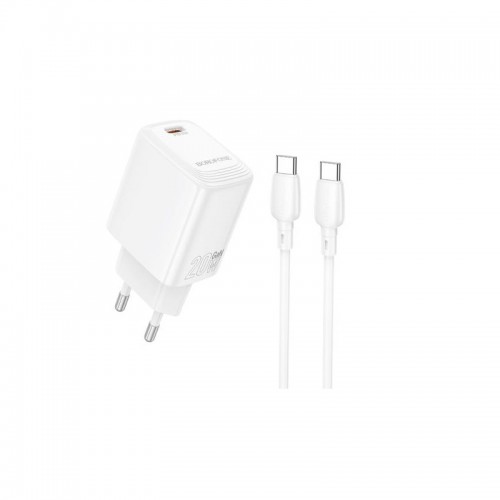 Мережевий зарядний пристрій з кабелем BOROFONE BN26 Fuente single-port PD20W charger set (C to C) (EU) White