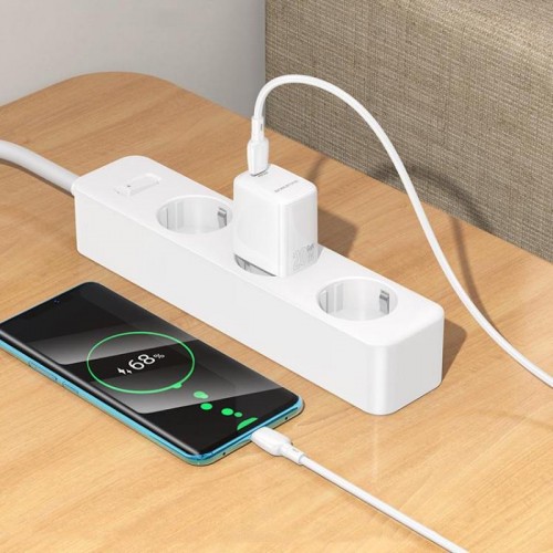 Мережевий зарядний пристрій з кабелем BOROFONE BN26 Fuente single-port PD20W charger set (C to C) (EU) White