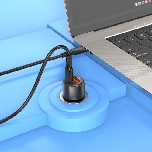 Автомобильное зарядное устройство BOROFONE BZ20A Smart 83W с двумя портами PD65W+QC3.0, прозрачный чёрный