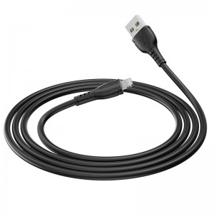 Кабель BOROFONE BX51 USB на iP 2.4A, 1 м, PVC, разъёмы PVC, чёрный