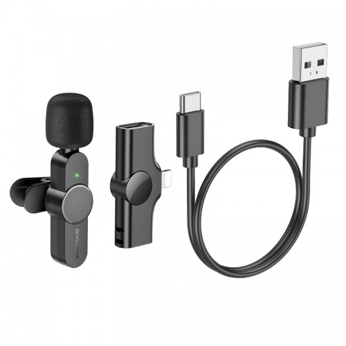 Бездротова мікрофонна система BOROFONE BFK12 Trophy lavalier (Lightning) Black