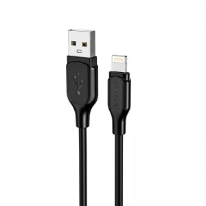 Кабель BOROFONE BX42 USB – iP 2.4A, 1 м, силикон, разъёмы TPE, чёрный