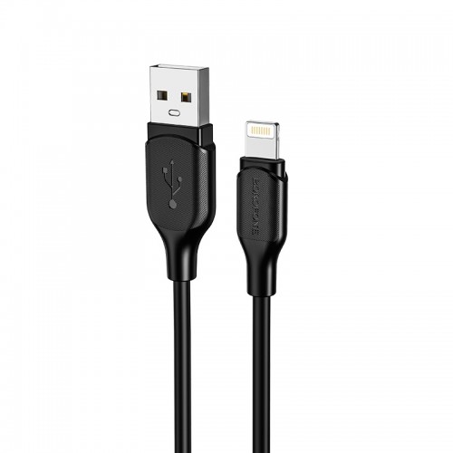 Кабель BOROFONE BX42 USB – iP 2.4A, 1 м, силикон, разъёмы TPE, чёрный