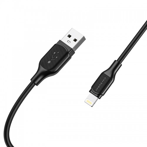 Кабель BOROFONE BX42 USB – iP 2.4A, 1 м, силикон, разъёмы TPE, чёрный