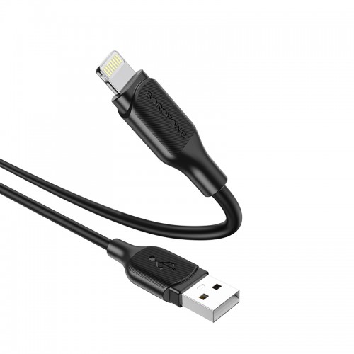 Кабель BOROFONE BX42 USB – iP 2.4A, 1 м, силикон, разъёмы TPE, чёрный