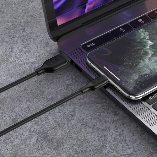 Кабель BOROFONE BX42 USB – iP 2.4A, 1 м, силикон, разъёмы TPE, чёрный