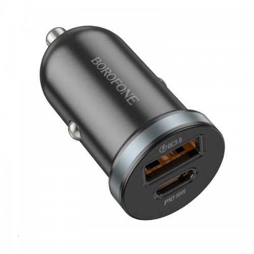 Автомобильное зарядное устройство BOROFONE BZ22 Scenery dual port PD30W+QC3.0 car charger Черный