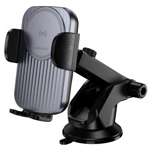 Автодержатель для телефона с БЗП BOROFONE BH222 Leading push-type беспроводная быстрая зарядка автомобильный держатель (центральная консоль) Черный