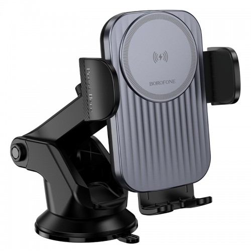 Автодержатель для телефона с БЗП BOROFONE BH222 Leading push-type беспроводная быстрая зарядка автомобильный держатель (центральная консоль) Черный