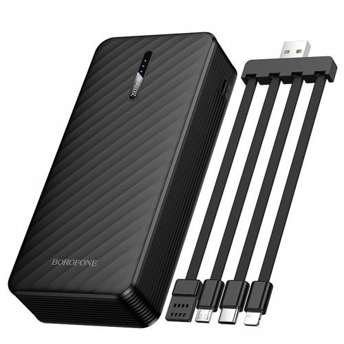 Зовнішній акумулятор BOROFONE BJ84A Smooth power bank with four cables(20000mAh) Black