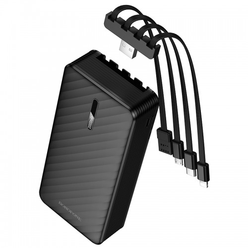 Зовнішній акумулятор BOROFONE BJ84A Smooth power bank with four cables(20000mAh) Black
