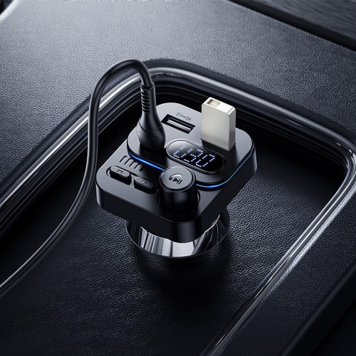 АЗП с FM-модулятором BOROFONE BC61 Ocean 45W(1A1C) автомобильный BT FM-трансмиттер, черный