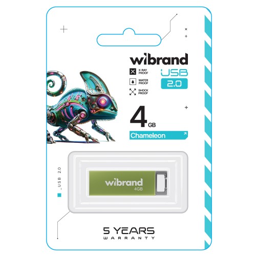 Флеш-накопитель Wibrand USB 2.0 Chameleon 4Gb светло-зелёный