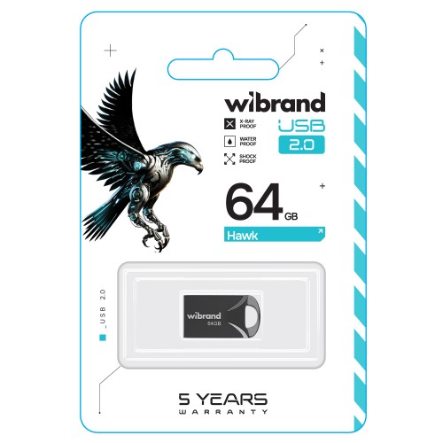 Флеш-накопитель Wibrand USB 2.0 Hawk 64 ГБ Black
