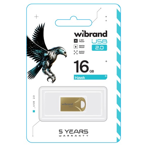 Флеш-накопитель Wibrand USB 2.0 Hawk 16Gb Gold