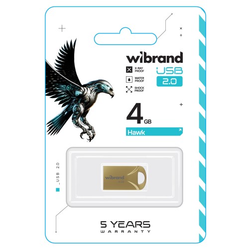 Флэш-накопитель Wibrand USB 2.0 Hawk 4 ГБ Gold