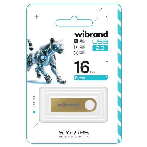 Флеш-накопитель Wibrand USB 2.0 Puma 16Gb Gold