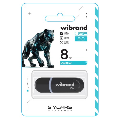 Флеш-накопитель Wibrand USB 2.0 Panther 8Gb Black