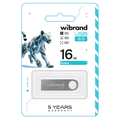 Флеш-накопитель Wibrand USB 2.0 Puma 16 ГБ Silver