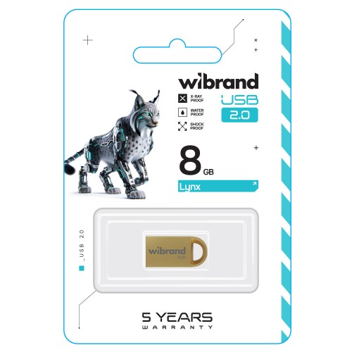 Флэш-накопитель Wibrand USB 2.0 Lynx 8Gb Gold