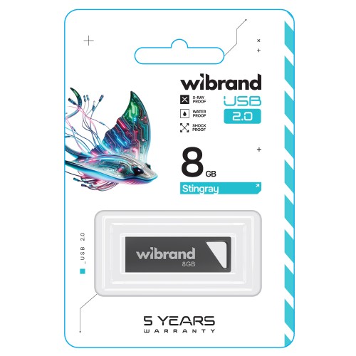 Флеш-накопитель Wibrand USB 2.0 Stingray 8Gb Grey