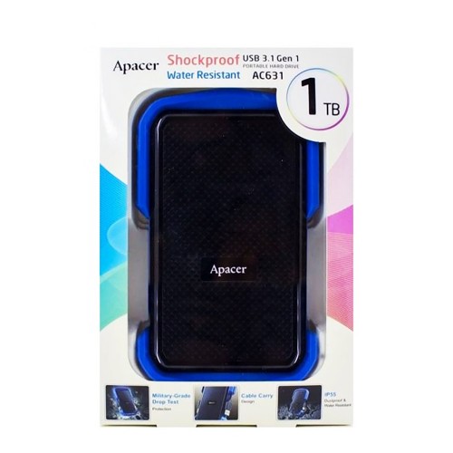Внешний жесткий диск PHD External 2.5'' Apacer USB 3.1 AC631 1TB Black/Blue (color box)