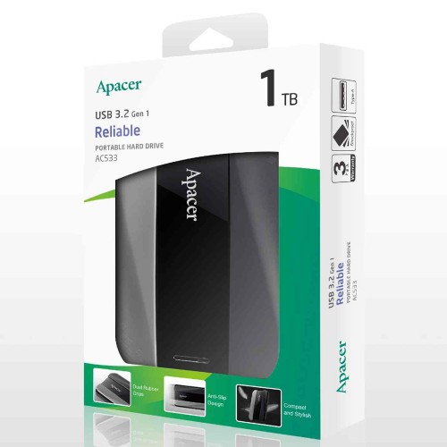 Зовнішній жорсткий диск PHD External 2.5'' Apacer USB 3.2 Gen 1 AC533 1TB Black