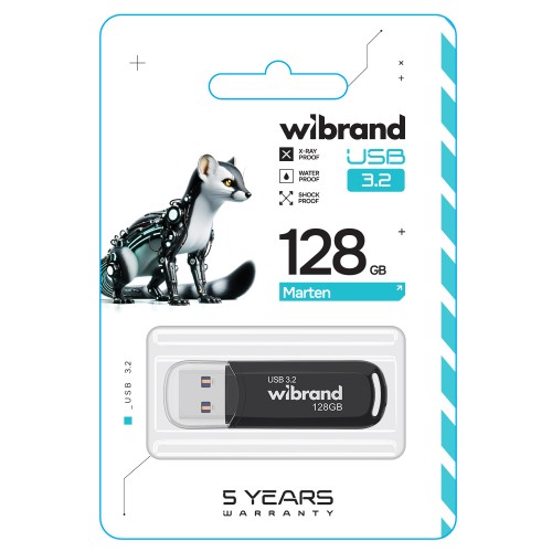 Флеш-накопитель Wibrand USB 3.2 Gen1 Marten 128 ГБ Black