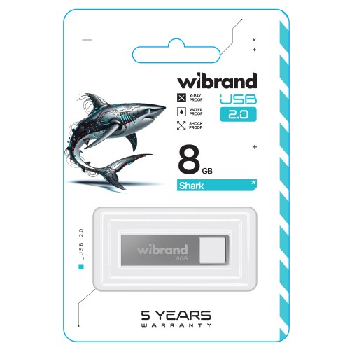 Флеш-накопитель Wibrand USB 2.0 Shark 8Gb Silver