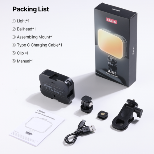 Селфі світло Ulanzi VL100X Selfie Light, Clip LED Light