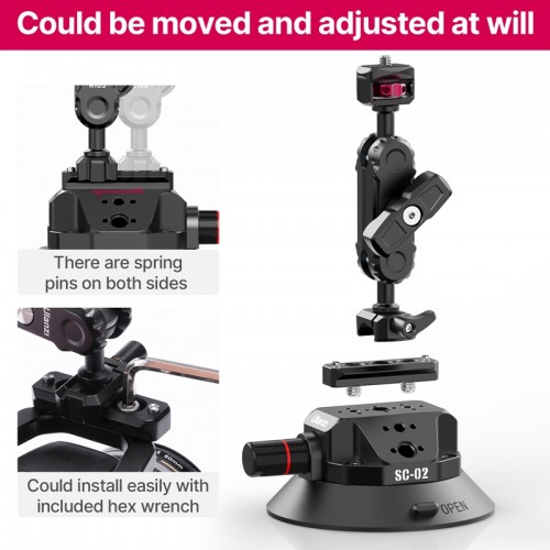 Вакуумная присоска с быстросъёмным креплением Ulanzi SC-02 Extended Vacuum Suction Cup 4.5 inches