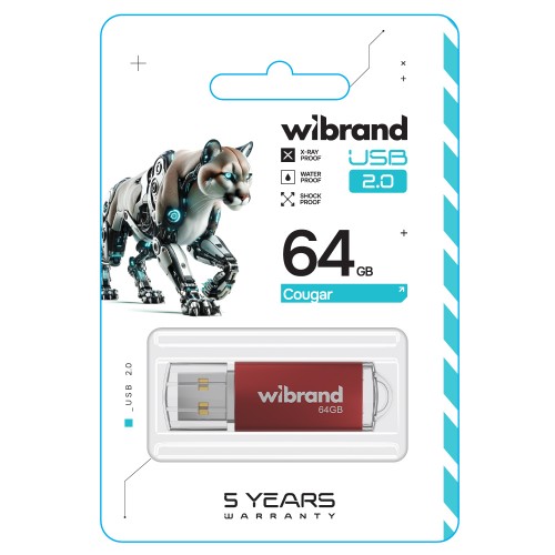 Флеш-накопитель Wibrand USB 2.0 Cougar 64Gb Red