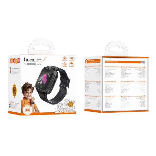 Дитячий смарт-годинник HOCO Y105A 36mm. 400 mAh. children phone watch Black (rus версія)