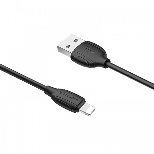 Кабель BOROFONE BX19 USB – iP 2.4A, 1 м, PVC, разъёмы TPE, чёрный