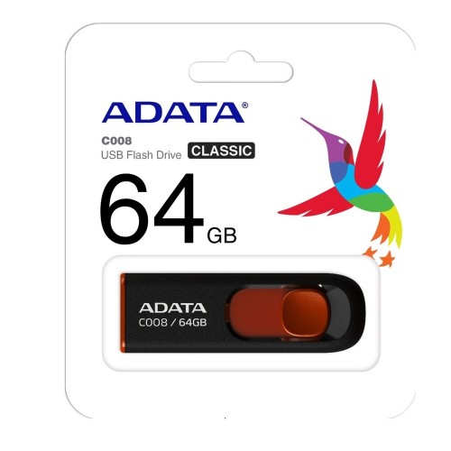 Флэш-накопитель ADATA USB 2.0 C008 64 ГБ Black/Red