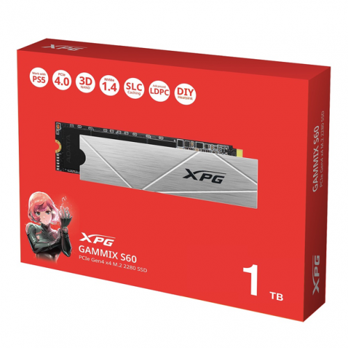 Накопичувач SSD M.2 ADATA GAMMIX S60 1TB 2280 PCIe 4x4 NVMe 3D NAND Read/Write:5000/3200 MB/sec