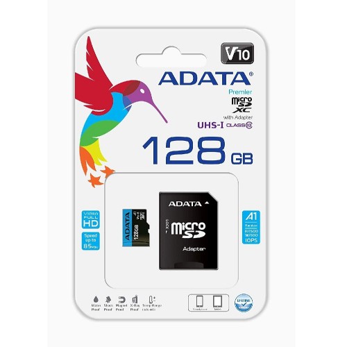 Карта пам'яті microSDXC (UHS-1) A-DATA Premier 128Gb Class 10 А1 (R-100Mb/s) (adapter SD)