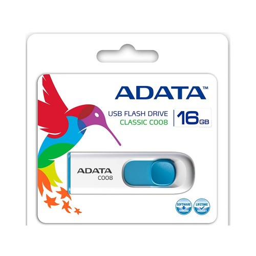 Флеш-накопитель ADATA USB 2.0 C008 16 ГБ White/Blue
