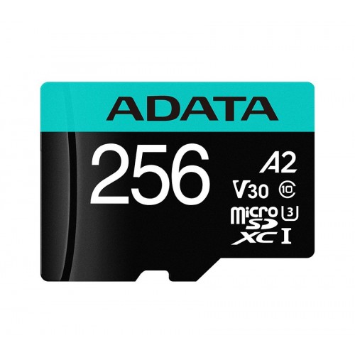 Карта пам'яті microSDXC (UHS-1 U3) A-DATA Premier Pro 256Gb Class 10 V30S A2 (R-100Mb/s W85Mb/s) (adapter SD)