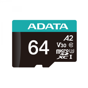 Карта пам'яті microSDXC (UHS-1 U3) A-DATA Premier Pro 64Gb Class 10 V30S A2 (R-100Mb/s W85Mb/s) (adapter SD)