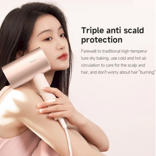 Фен Xiaomi Doco с отрицательными ионами для ухода за волосами, мягкая и быстрая сушка, розовый (китайская вилка)