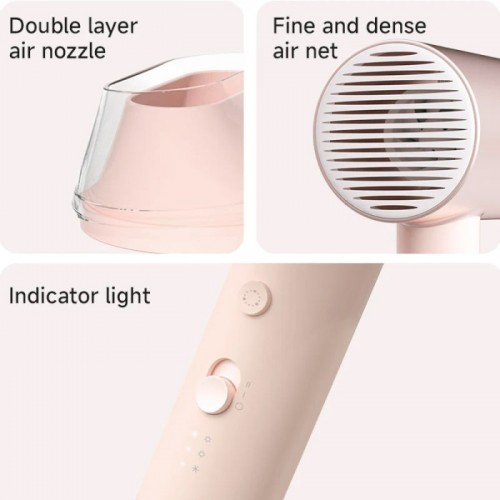 Фен Xiaomi Doco с отрицательными ионами для ухода за волосами, мягкая и быстрая сушка, розовый (китайская вилка)