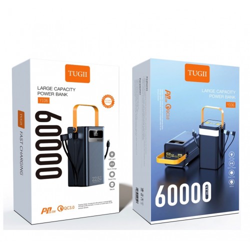 Внешний аккумулятор WUW TUGII-Y106 （PD22.5W быстрая зарядка) 60000mAh Black