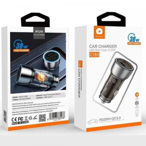 Автомобильное зарядное устройство WUW-C185 PD20W+QC3.0 black